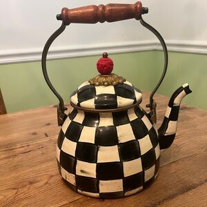 MacKenzie-Childs Black and White Checkered Teapot